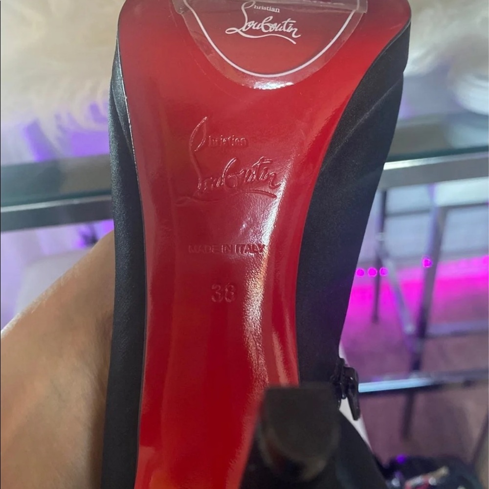 Christian Louboutins **BRAND NEW NEVER WORN** black thigh high boots Satin